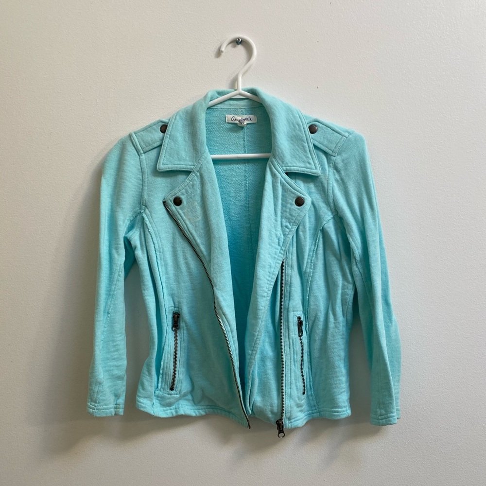 Aeropostale Blue Knit Moto Jacket S